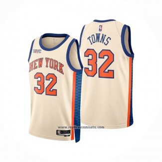 Camiseta New York Knicks Karl-Anthony Towns NO 32 Ciudad 2025-26 Crema