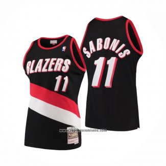 Camiseta Portland Trail Blazers Arvydas Sabonis #11 Hardwood Classics Throwback Negro