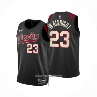 Camiseta Portland Trail Blazers Ish Wainright #23 Ciudad 2023-24 Negro