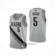 Camiseta Portland Trail Blazers Rodney Hood #5 Earned 2020-21 Gris