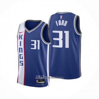 Camiseta Sacramento Kings Jordan Ford #31 Ciudad 2023-24 Azul