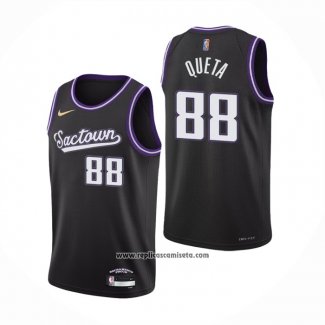 Camiseta Sacramento Kings Neemias Queta #88 Ciudad 2021-22 Negro