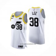 Camiseta Utah Jazz Saben Lee #38 Association Autentico 2022-23 Blanco