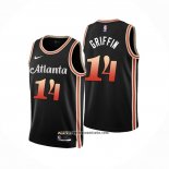 Camiseta Atlanta Hawks AJ Griffin #14 Ciudad 2022-23 Negro