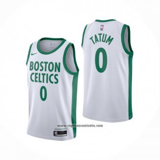 Camiseta Boston Celtics Jayson Tatum #0 Ciudad 2020-21 Blanco