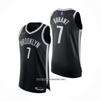 Camiseta Brooklyn Nets Kevin Durant #7 Icon Autentico Negro