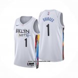 Camiseta Brooklyn Nets Mikal Bridges #1 Ciudad 2022-23 Blanco