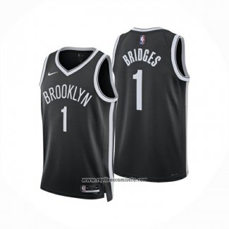 Camiseta Brooklyn Nets Mikal Bridges NO 1 Icon 2025-26 Negro