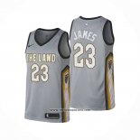 Camiseta Cleveland Cavaliers Lebron James #23 Ciudad 2018 Gris