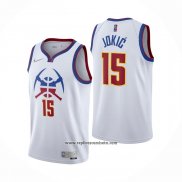 Camiseta Denver Nuggets Nikola Jokic #15 Earned 2020-21 Blanco