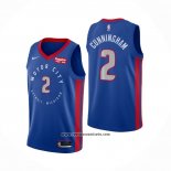 Camiseta Detroit Pistons Cade Cunningham #2 Ciudad 2020-21 Azul