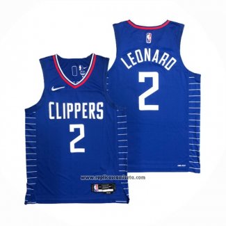 Camiseta Los Angeles Clippers Kawhi Leonard #2 Icon 2020-21 Autentico Azul