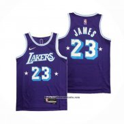 Camiseta Los Angeles Lakers LeBron James #23 Ciudad Edition 2021-22 Violeta