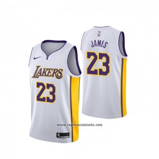Camiseta Los Angeles Lakers Lebron James #23 Association 2018 Blanco