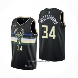 Camiseta Milwaukee Bucks Giannis Antetokounmpo #34 Statement 2019-20 Negro