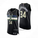 Camiseta Milwaukee Bucks Giannis Antetokounmpo #34 Statement Autentico Negro