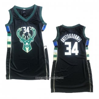 Camiseta Mujer Milwaukee Bucks Giannis Antetokounmpo #34 Icon Negro