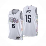 Camiseta Nino Denver Nuggets Nikola Jokic NO 15 Ciudad 2024-25 Blanco
