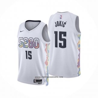 Camiseta Nino Denver Nuggets Nikola Jokic NO 15 Ciudad 2024-25 Blanco