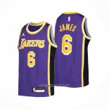 Camiseta Nino Los Angeles Lakers LeBron James #6 Statement Violeta
