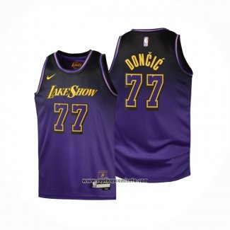 Camiseta Nino Los Angeles Lakers Luka Doncic #77 Ciudad 2024-25 Violeta