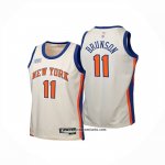 Camiseta Nino New York Knicks Jalen Brunson NO 11 Ciudad 2025-26 Crema