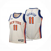 Camiseta Nino New York Knicks Jalen Brunson NO 11 Ciudad 2025-26 Crema