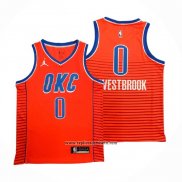 Camiseta Oklahoma City Thunder Russell Westbrook #0 Statement 2021 Naranja