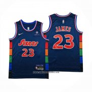 Camiseta Philadelphia 76ers LeBron James NO 23 Ciudad 2021-22 Azul