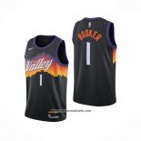 Camiseta Phoenix Suns Devin Booker #1 Ciudad 2020-21 Negro