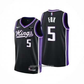 Camiseta Sacramento Kings De'Aaron Fox #5 Icon 2023-24 Negro