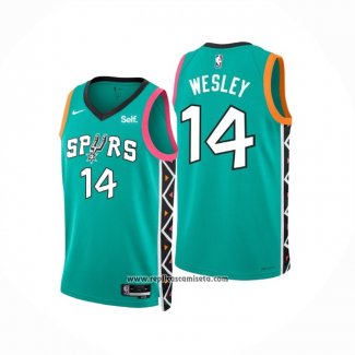 Camiseta San Antonio Spurs Blake Wesley #14 Ciudad 2022-23 Verde