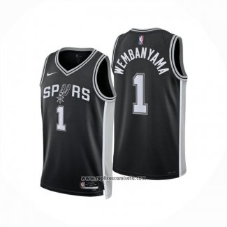 Camiseta San Antonio Spurs Victor Wembanyama NO 1 Icon 2024-25 Negro