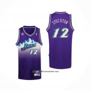 Camiseta Utah Jazz John Stockton #12 Retro Violeta