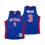 Camiseta Detroit Pistons Ben Wallace #3 Hardwood Classics Throwback Azul