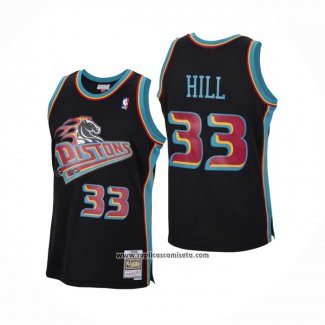 Camiseta Detroit Pistons Grant Hill #33 Mitchell & Ness 1998-99 Negro