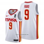 Camiseta Espana Ricky Rubio #9 2019 FIBA Baketball World Cup Blanco