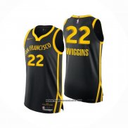 Camiseta Golden State Warriors Andrew Wiggins #22 Ciudad Autentico 2023-24 Negro