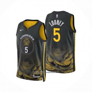 Camiseta Golden State Warriors Kevon Looney #5 Ciudad 2022-23 Negro