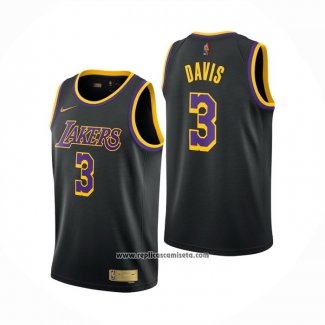 Camiseta Los Angeles Lakers Anthony Davis #3 Earned 2020-21 Negro