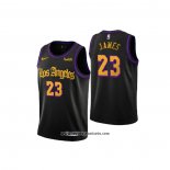 Camiseta Los Angeles Lakers Lebron James #23 Ciudad 2019-20 Negro