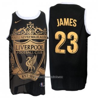 Camiseta Los Angeles Lakers Lebron James #23 Liverpool Negro