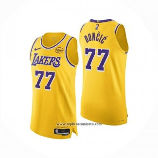 Camiseta Los Angeles Lakers Luka Doncic NO 77 Icon Authentic 2025-26 Amarillo
