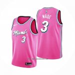 Camiseta Miami Heat Dwyane Wade #3 Earned 2018-2019 Rosa