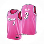 Camiseta Miami Heat Dwyane Wade #3 Earned 2018-2019 Rosa