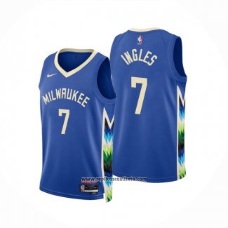 Camiseta Milwaukee Bucks Joe Ingles #7 Ciudad 2022-23 Azul