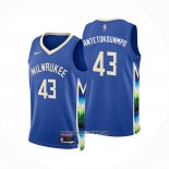 Camiseta Milwaukee Bucks Thanasis Antetokounmpo #43 Ciudad 2022-23 Azul