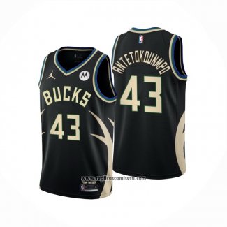 Camiseta Milwaukee Bucks Thanasis Antetokounmpo #43 Statement 2022-23 Negro