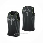Camiseta Minnesota Timberwolves Anthony Edwards #1 Ciudad 2020-21 Negro