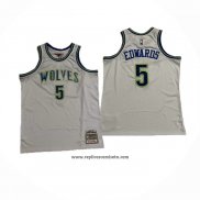 Camiseta Minnesota Timberwolves Anthony Edwards #5 Mitchell & Ness 2023-2024 Blanco